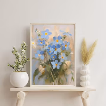 Soft Blue Forget-me-not Wall Art | Impressionist Botanical Printable | Pastel Digital Flower Painting | Gentle Home Decor Download