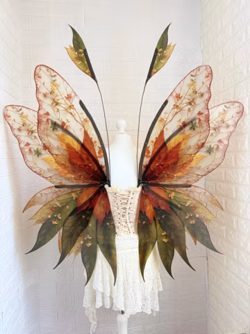 Plastic Autumn Leaf Fairy Wings, Forest Cosplay Costume,
