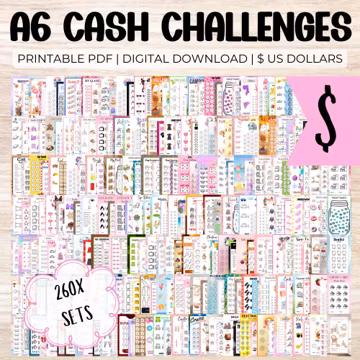 Money Saving Challenges Bundle - A6 Printable Download PDF, Cash Stuffing, Budgeting Trackers Bundle, Budget Binder, Cash Envelope System US