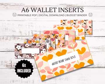 Boho Floral Inserts - A6 PDF Printable Cash Stuffing, Budget Binder Wallets, Zipper Wallet Labels, Budgeting Extras, Cash Envelope System