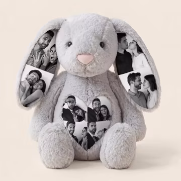 Custom Ears & Belly Custom Photo Bunny Plush For Couples Anniversary Gifts