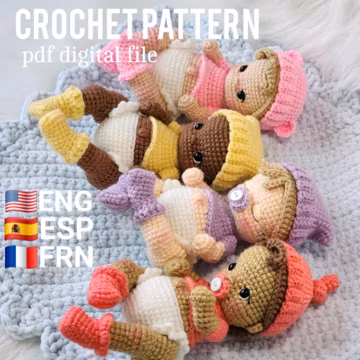 CROCHET PATTERN: Little Dumplings baby dolls (English, Spanish, French)