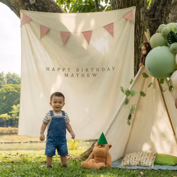 Personalised Birthday Name Flag, Birthday Banner, Custom Birthday Banner, Fabric Sign, Fabric Birtday Sign, linen Birthday Boho banner