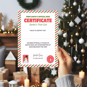 Santa's Certificate Printable, Nice List Letter, Kids Christmas Card, North Pole Mail, Personalized Letter, Letter From Santa, Xmas Activity
