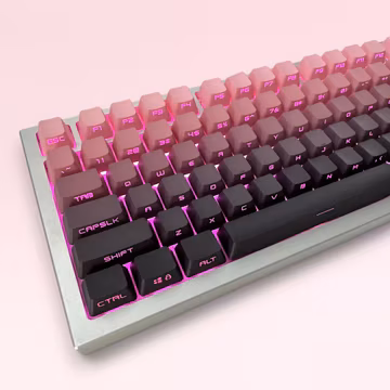 Gradient Black and Pink Side-Printed Keycap Set, OEM Profile, Shine-through