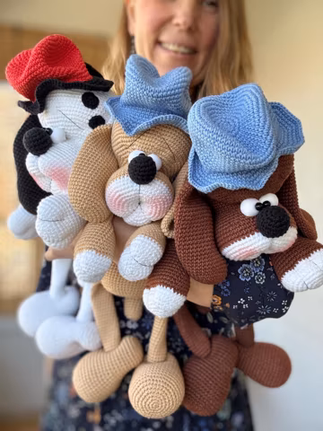 One-Piece Toy!!! Cowboy Dog English Pattern Hatted Hounds Crochet Pattern BubblysToys The BubblysToys Shop Amigurumi Pattern Crochet