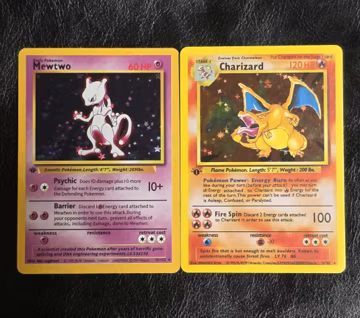 High Quality 1st Edition Mewtwo Charizard Custom Handmade 2 Card With Pro Case Plus Free Shipping