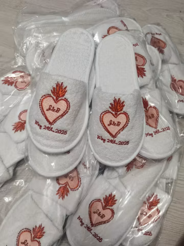 Personalized Wedding Slippers - Embroidered Bridal Party Favors, Guest Gifts
