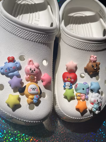 Resin Kpop Shoe Charms, Rainbow Shooting Star, 3D Clog Accessories