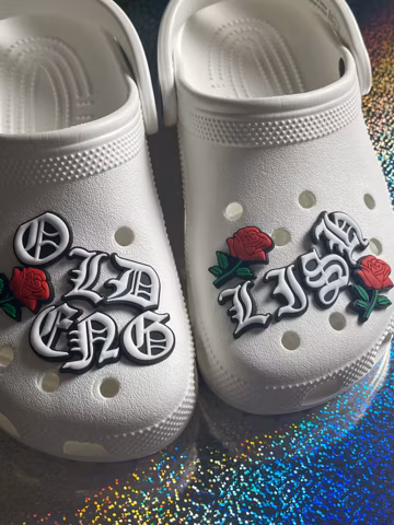 Old English Letter Shoe Charm, Gothic Clog Accessory