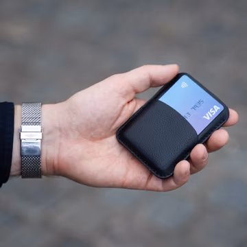 Minimalist Black Leather Card Holder: Personalized Slim Wallet