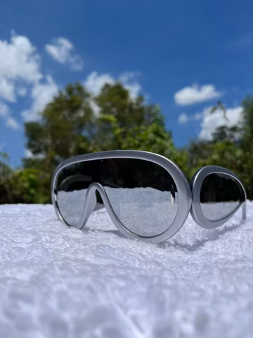 Gray Acetate oversized aviator sunglasses Loewe feat sleek design Silver Chrome