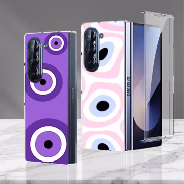 Wavy Pastel Evil Eye Galaxy ZFold Phone Case for Samsung Galaxy ZFold 7 6 5 4, Galaxy Fold7 6 5, ZFold Cover with Screen Protector