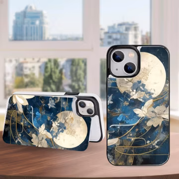 Cute Moon Aesthetic Wallet Phone Case with Card Holder for iPhone 17 16 15 14 13 Pro Max Plus, Samsung Galaxy S25 S24 S23 Ultra Plus