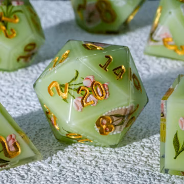 Pearl Tulip Resin Dice Set DnD Dice Set Sharp Edge Dice DND Gift