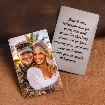 Personalized Photo Wallet Card, Anniversary Gift for Boyfriend, Stainless Steel Engraved Insert