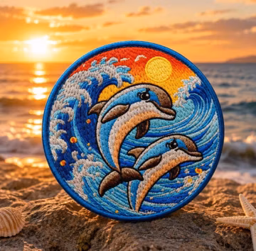 Dolphin Patch Iron-On Sew-On Marine Animal Applique for Jackets Backpacks Vest Hat Bag – Scuba Diver Gift Beachwear Travel Badge