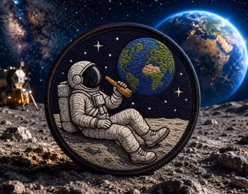 Astronaut Moon Patch/Iron-On Patch/Space Adventure/Retro Sci-Fi/NASA/Planets/Beer/Sew-On Applique for Clothing Vest/Jacket, Backpack