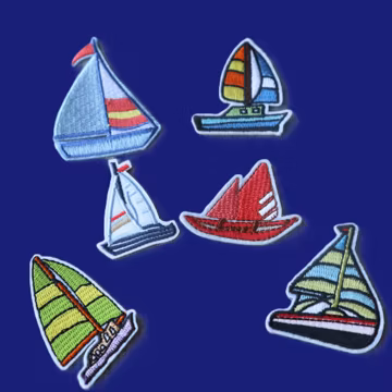 Set of 6pcs 48pcs bulk lot sailing boat collection embroidered iron on patch, diy craft sewing about 4-6cm 2inch