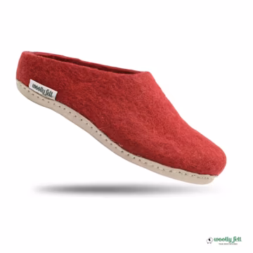 Handmade Maroon Wool Slippers – Cozy House Shoes with Suede Sole