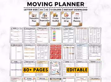 Moving Checklist, Moving Planner, Relocation Planner, Moving Labels, New Home Essential Checklist, Moving States, Garage Sale, Moving Binder