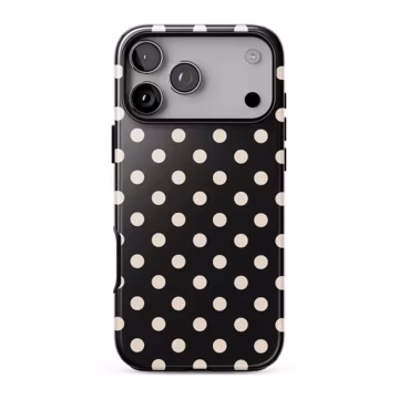 MIDNIGHT POLKA Phone Case | Black & Cream Polka Dot Pattern | Retro Chic Preppy Aesthetic | iPhone 17 16 15 14 13 Pro Max | MagSafe Option