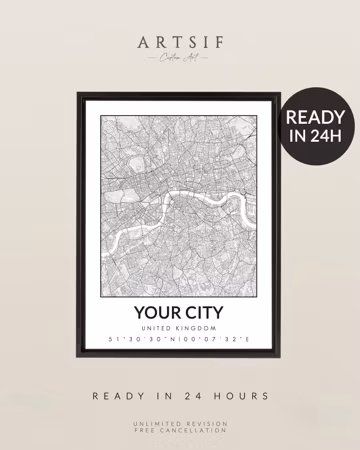 Custom City Map Print (Any Location) | Personalized Hometown Gift