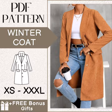 Winter Coat Sewing Pattern Women PDF | Coat Sewing Pattern | Women Jacket Coat | Women Patterns | Sewing Pattern Women | Easy Patterns