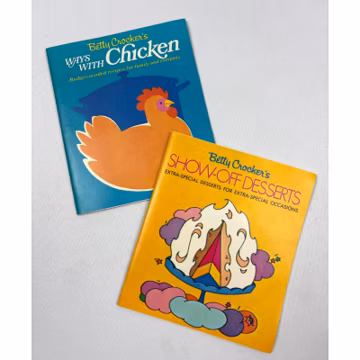 MCM Betty Crocker's Show Off Desserts/Ways with Chicken Pamphlet Style Cookbooks