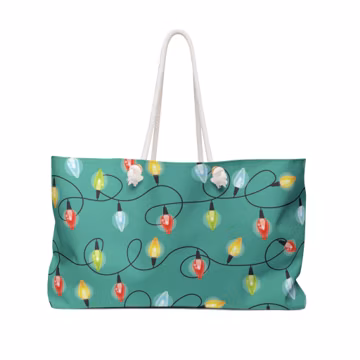 Christmas Lights Weekender Bag, Carry On Luggage, Overnight Bag, Xmas, Christmas Tote, Shoulder Bag, Shopper, Holiday Gift Tote, Reusable