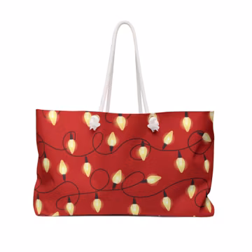 Christmas Lights Weekender Bag, Carry On Luggage, Overnight Bag, Christmas Tote, Shoulder Bag, Xmas, Shopper, Holiday Gift Tote, Reusable