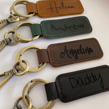 Personalized Leather Name Keychain Customized Leather Keychain Genuine Leather Key Chain Engraved Keychain Key Tag Gift for her Gift for him