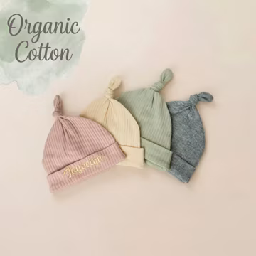Personalized organic baby beanie with embroidered name: soft cotton,non-toxic and comfortable beanie