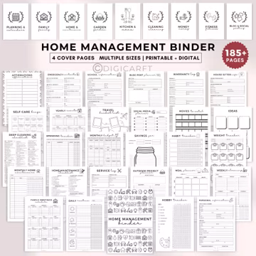 Home management binder printable,Ultimate Life planner bundle 2025,The busy mom daily routine,Household budget sheets,Productivity trackers