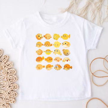 Kids Pufferfish Tshirt, Balloon Fish Kid Shirt, Youth Pufferfish Theme Birthday Apparel, Ocean Animal Tee, Cute Blowfish Children's Clothing