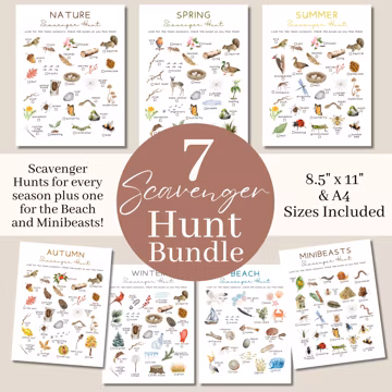 Nature Scavenger Hunt Bundle | Printable Outdoor Treasure Hunt for Kids | Camping Games for Children | Preschool Outdoor Activity Game