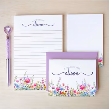 Personalized Stationery Set, Wildflower Print Letter Writing Gift Sets, Writing Paper & Envelopes Colorful Flower Notepad, Notecards