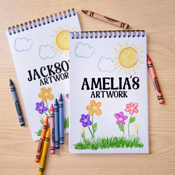 Kids Personalized Sketchbook, Custom Drawing Art Pad Books with Name, Stocking Stuffers, Boys Girls Party Favor gifts