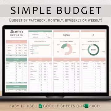 Budget Spreadsheet Budget Planner Budget Template Monthly Budget Tracker Simple Budget Google Sheets Budgeting Personal Finance Tracker