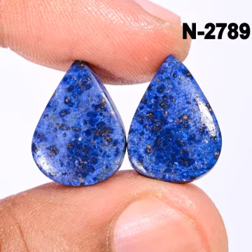 Dumortierite Gemstone Cabochon Pair – Designer Earring Jewelry
