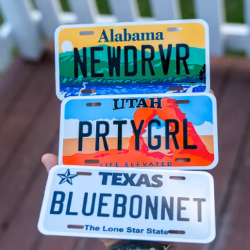 Mini License Plate Custom All 50 States | 4 x 2 - 6 x 3 - 7 x 4 | Motorcycle, Golf Cart, Power Wheels | Personalized Gift - Name Tag
