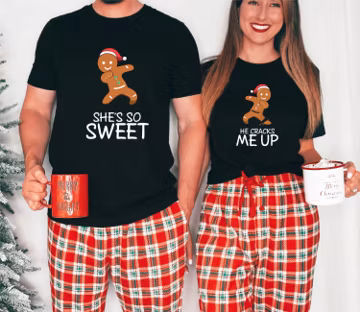 Gingerbread Couple Christmas Shirts, Holiday Matching Shirt