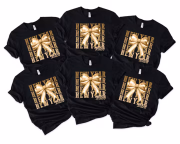Retro Coquette Bow New Year 2026 Shirt, Champagne Happy New Years Eve Tee, Family New Year Party Shirt, Hello 2026 Gift