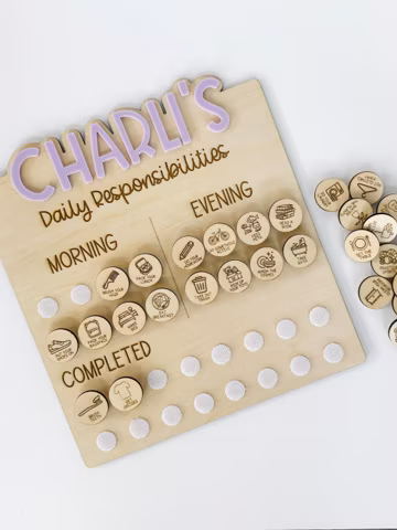 Personalized Kids Chore Chart - Custom Responsibility Chart for Daily Routines - Interactive and Reusable Behavior Tracker