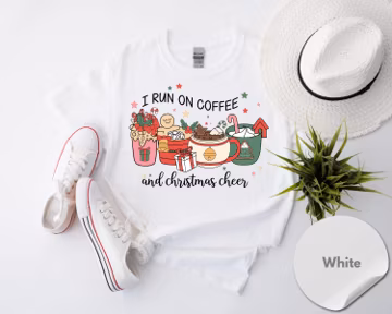 I Run On Coffee And Christmas Cheer Shirt, Gingerbread Coffee Christmas T-Shirt, Cute Holiday Tee