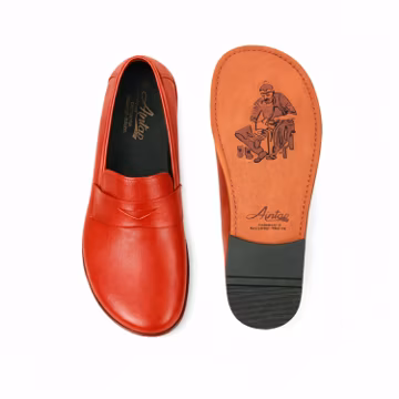 Women's Barefoot RED SMOOTH Leather Oxford Shoes, Classic Comfort & Style: Handmade, Slip On