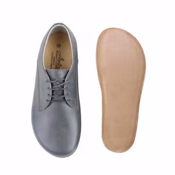 Women Barefoot GRAY SMOOTH Leather Oxford Shoes, Classic Comfort & Style: Handmade, Moccasins