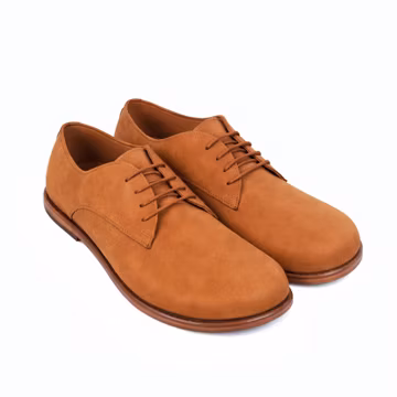 Women's Barefoot TAN NUBUCK Leather Oxford Shoes, Classic Comfort & Style: Handmade, Moccasins