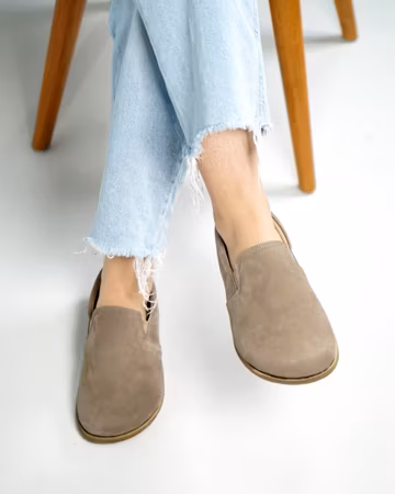 WOMEN Barefoot SMOKED Nubuck Leather Handmade Classic Yemeni Shoes, Natural, Colorful, Slip-On