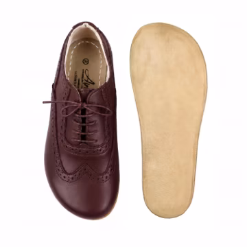 Handmade BURGUNDY SMOOTH Leather Oxford Shoes: Women's Barefoot Moccasins